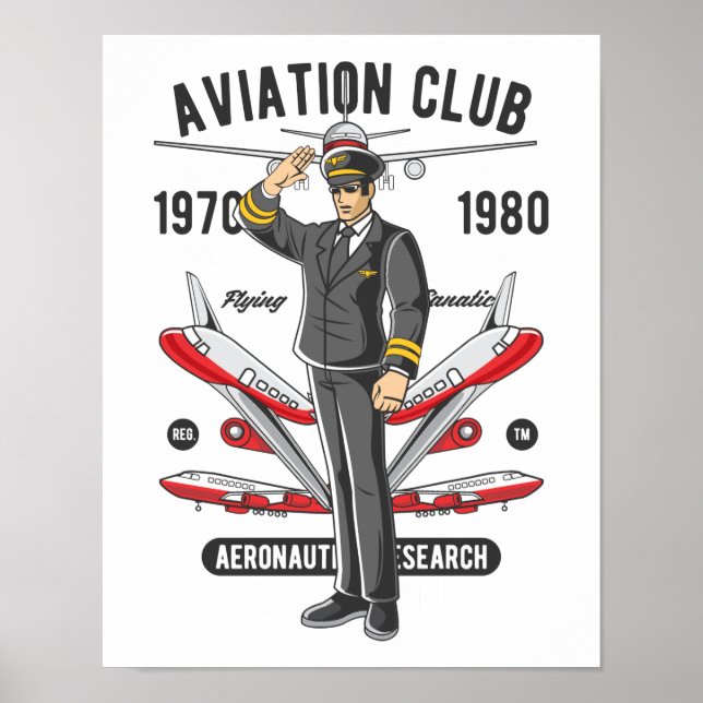 Vintage Aviation Club Pilot Flight Instructor Poster (Front)