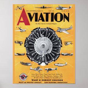 Vintage Aviation Magazine Aeroplane Cover Art Poster