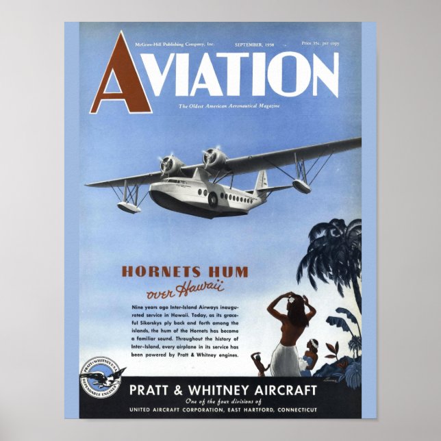 Vintage Aviation Magazine Airplane Cover Art Print (Front)