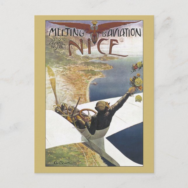 Vintage Aviation Meeting Nice France ad Postcard (Front)