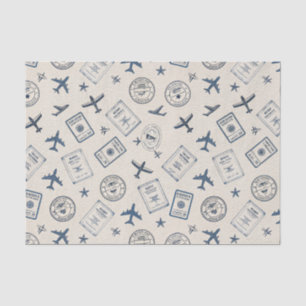 Vintage Aviation Passport Stamp Pattern (2) Tissue Paper