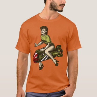 Vintage Aviation Pin Up Girl on a Bomb T-Shirt