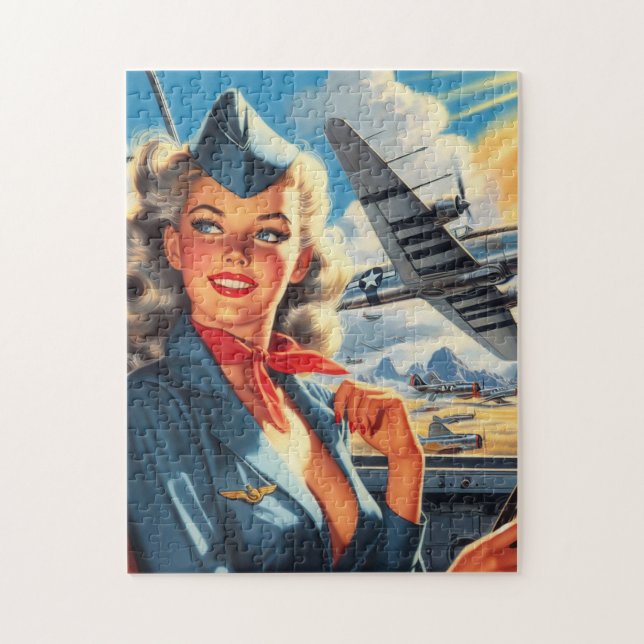 Vintage Aviation Pin Up Jigsaw Puzzle (Vertical)