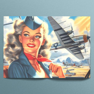 Vintage Aviation Pin Up Tissue Paper
