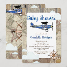 Vintage Aviator Aeroplane World Travel Baby Shower
