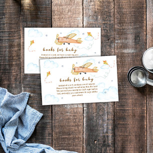 Vintage Aviator Airplane Books For Baby Shower Enclosure Card