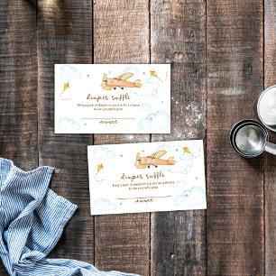 Vintage Aviator Airplane Diaper Raffle Baby Shower Enclosure Card