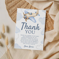Vintage Aviator Watercolor Thank You Card
