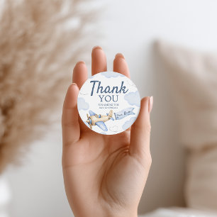 Vintage Aviator Watercolor Thank You Card Favour Tags