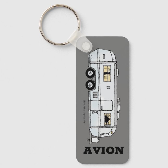 Vintage Avion Trailer Key Fob, Aluminium Key Ring (Front)