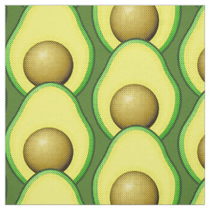 Vintage Avocado Drawing Pattern Fabric
