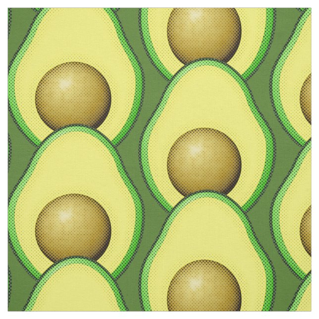Vintage Avocado Drawing Pattern Fabric (Swatch)