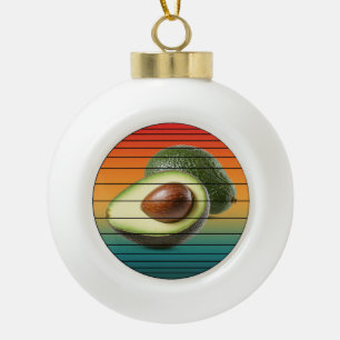 Vintage avocado fruit vegetarian food ceramic ball christmas ornament