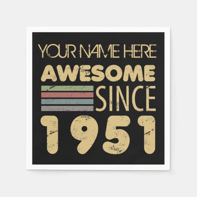 Vintage Awesome 1951 70th Birthday Napkin (Front)