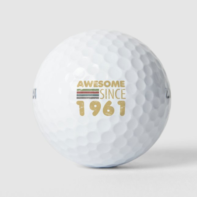 Vintage Awesome 1961 60th Birthday Golf Balls (Front)
