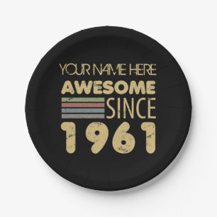 Vintage Awesome 1961 60th Birthday Paper Plate