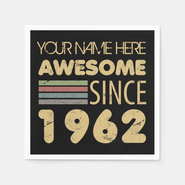 Vintage Awesome 1962 60th Birthday Napkin (Front)
