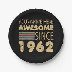 Vintage Awesome 1962 60th Birthday Paper Plate