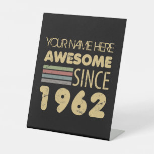 Vintage Awesome 1962 60th Birthday Pedestal Sign