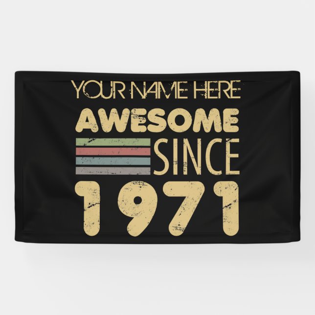 Vintage Awesome 1971 50th Birthday Banner (Horizontal)