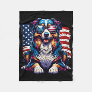 Vintage Awesome Australian Shepherd 4th Of July Us Fleece Blanket