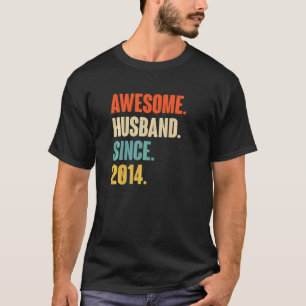 Vintage Awesome Husband Since 2014 8 Wedding Anive T-Shirt
