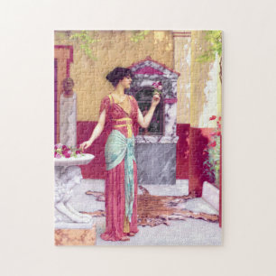 Vintage Awesome Italian Girl With The Bouquet Jigsaw Puzzle