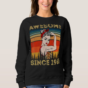 Vintage Awesome Since 1965 Birthday Leopard Woman Sweatshirt