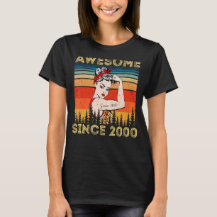 Vintage Awesome Since 2000 Birthday Leopard Woman T-Shirt