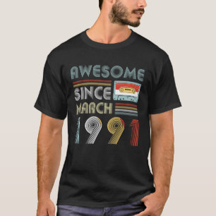 Vintage Awesome Since March 1991 28th Birthday T-Shirt