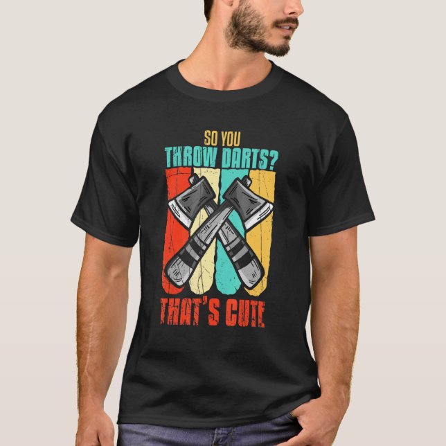 Vintage Axe Throwing Crossed Lumberjack Distressed T-Shirt (Front)