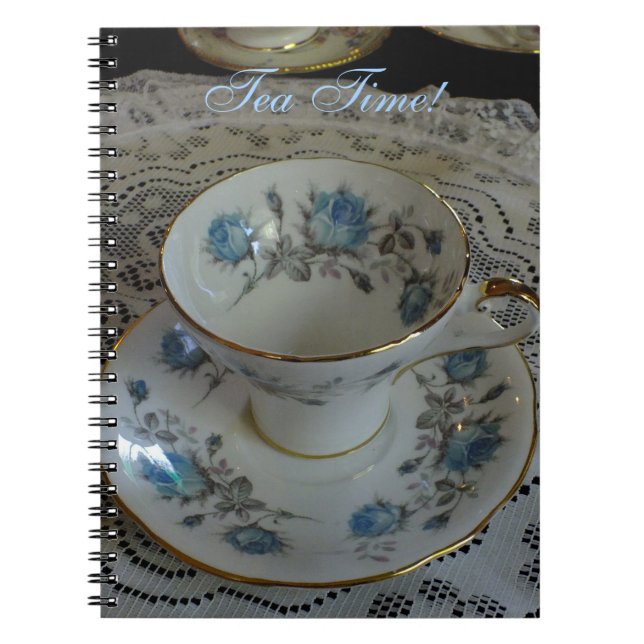 Vintage Aynsley Blue Rose Tea Cup Notebook (Front)