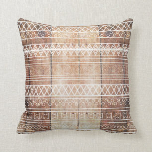Vintage Aztec Tribal Wood Cushion