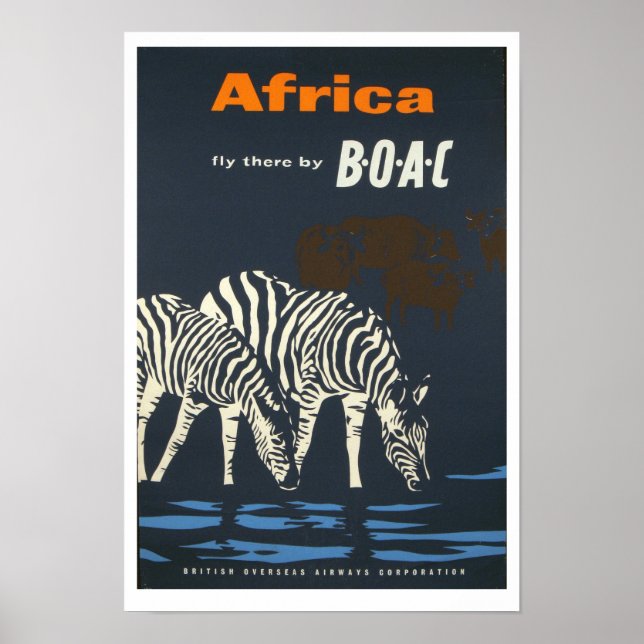 Vintage B-O-A-C Airline Travel Poster (Front)