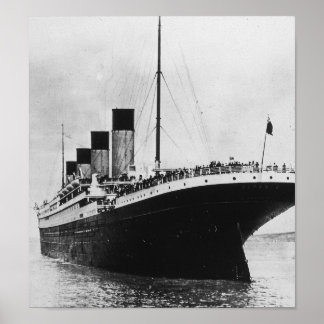 Vintage B&W Nostalgic Cruise Ship Tinanic Photo Poster