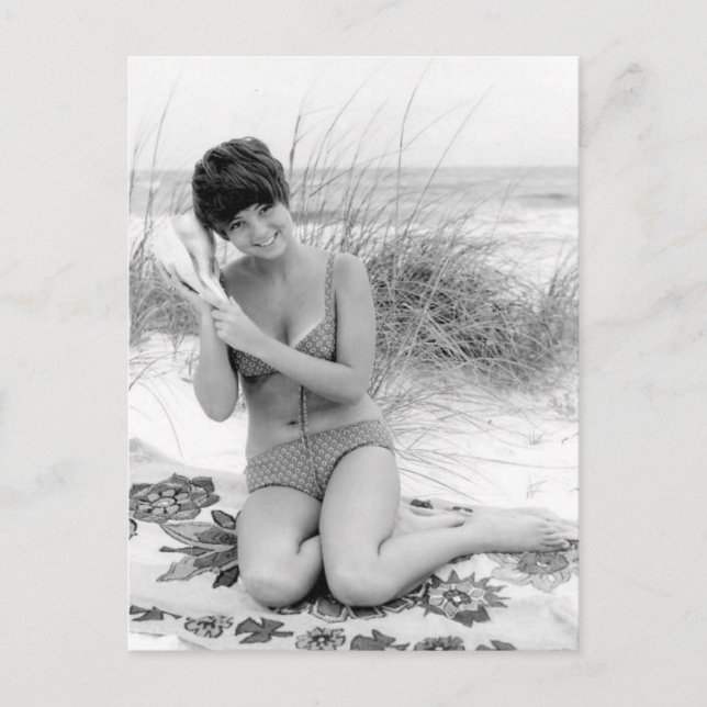 Vintage B&W Photo Florida Bikini Girl Postcard (Front)