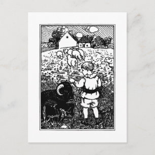 Vintage Baa, Baa, Black Sheep Rhyme Postcard