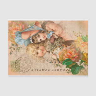 Vintage Babies Postcard Decoupage Tissue Paper