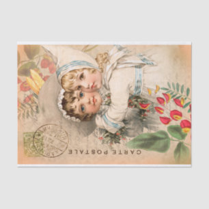 Vintage Babies Postcard Decoupage Tissue Paper