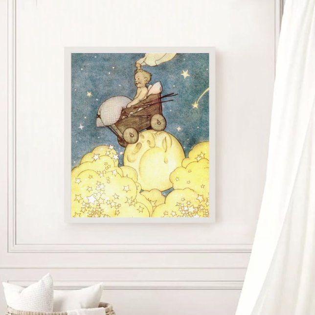 Vintage Baby Adventure with Moon and Stars Poster (Creator Uploaded)