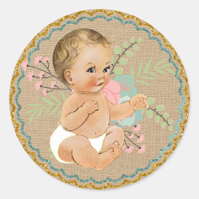 Vintage Baby and Mason Jar Sticker (Front)