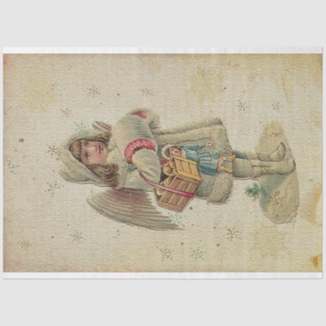 Vintage Baby Angel With Toys Tissue Paper (Front)