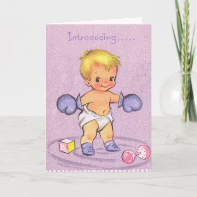 Vintage Baby Announcement/Boxing Gloves Announcement (Front)