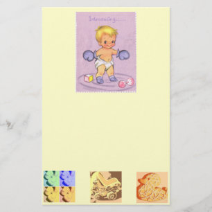 Vintage Baby Announcement/Boxing Gloves Stationery