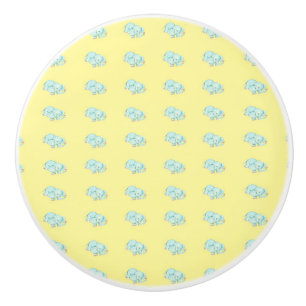 Vintage baby blue elephants ceramic knob