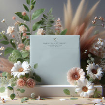 Vintage baby blue hummingbird wedding envelopes