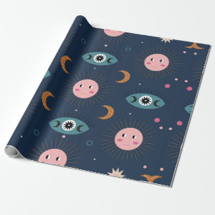 vintage baby boho seamless pattern. Hippie chic ba Wrapping Paper