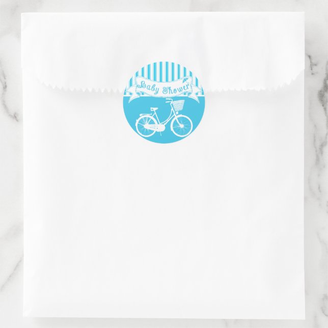 Vintage Baby Boy Bicycle Shower Sticker (Bag)