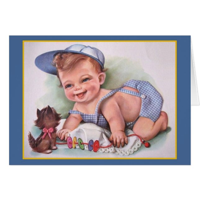 Vintage Baby Boy Card (Front Horizontal)
