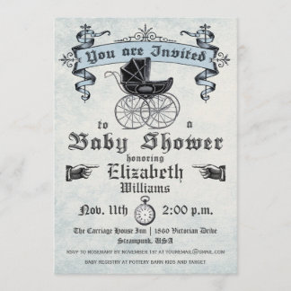 Vintage Baby Boy Shower Invitation